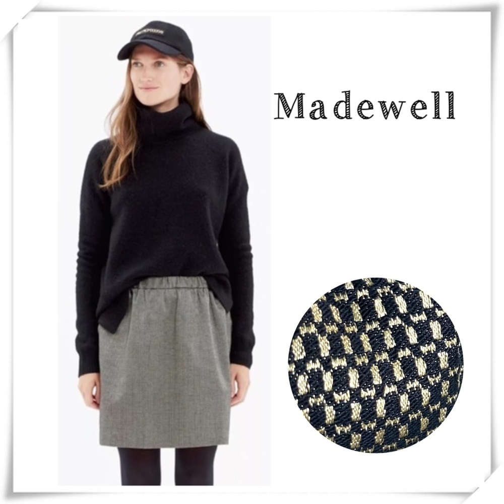 Madewell Jacquard Party Ruffle Mini Skirt in Metallic Gold Size M #B4915 NWT